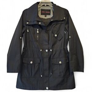 Betsey Johnson Black Jacket Medium Utility Anorak Drawstring Waist Zip Pockets